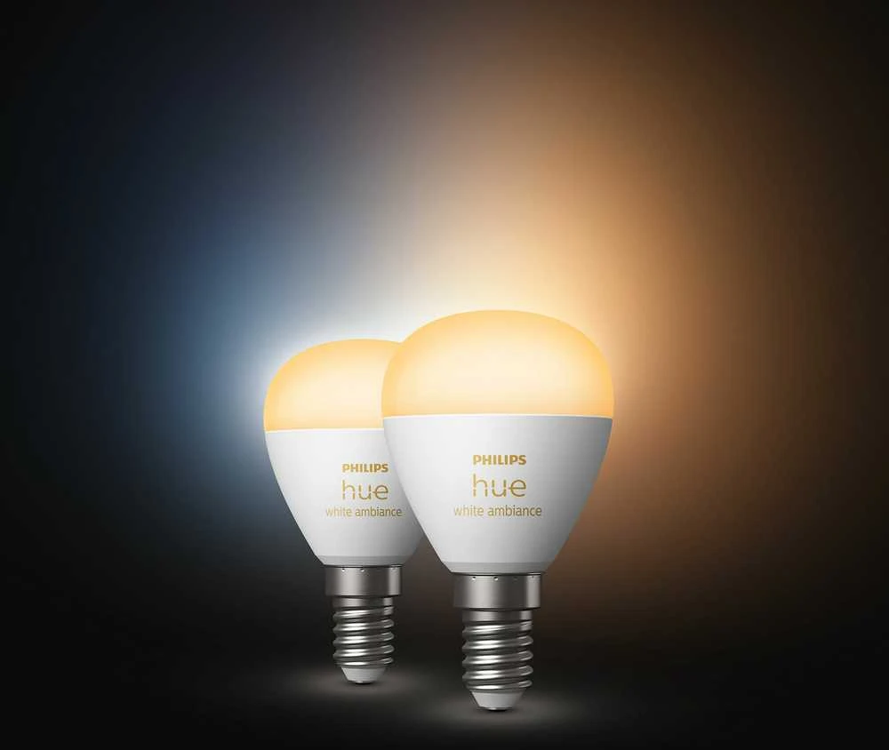 „Philips Hue Baltas Ambiance“ sferos dviguba pakuotė, E14, 470 lm