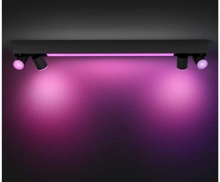 Philips Hue Baltas & Color Ambiance Centris lubinis šviestuvas juodas • 4 taškų