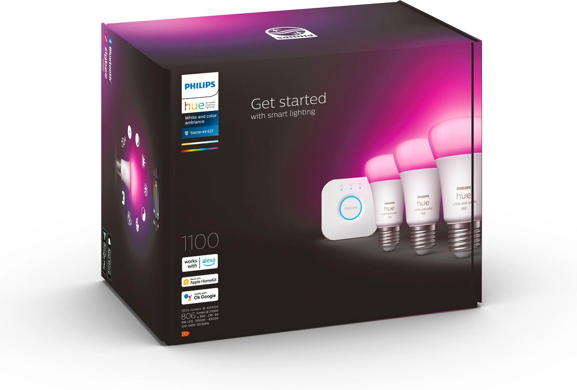 Philips „Hue White and color ambiance“ Pradinis rinkinys: 3 E27 išmaniosios lemputės (1100)