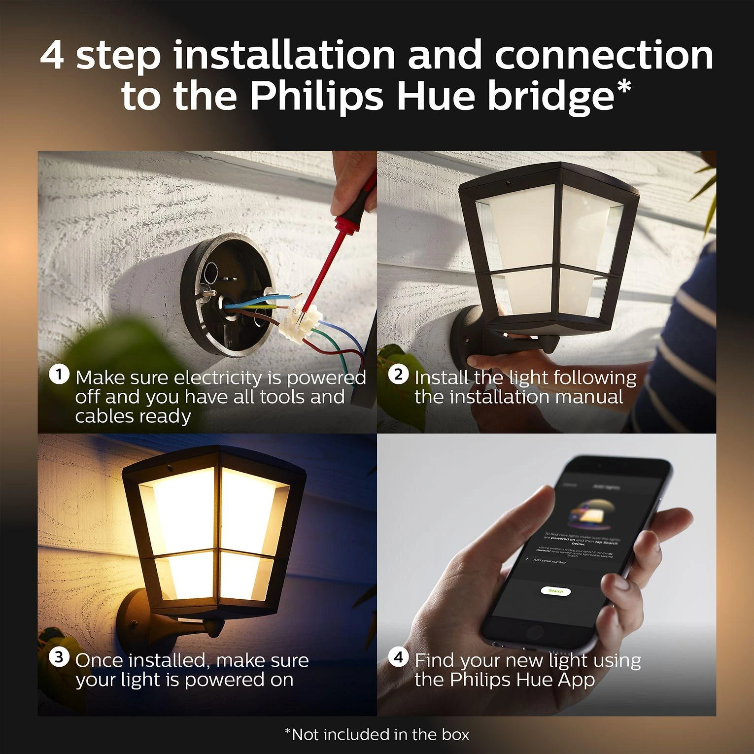 Philips Hue Econic Sieninis lauko šviestuvas (Baltas ir spalvotas)