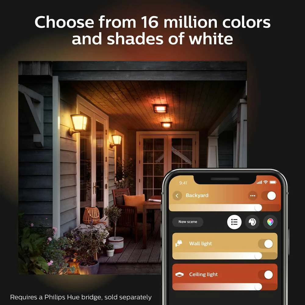 Sieninis šviestuvas Philips Hue Baltas and colour ambience „Econic” sieninis lauko šviestuvas