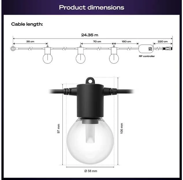 „Philips Hue Festavia Globe“ lauko švieselių pasakos, 21 m | 30 W