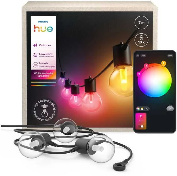 „Philips Hue Festavia Globe“ lauko švieselių pasakos, 7 m | 30 W | „Bluetooth“, „Zigbee“