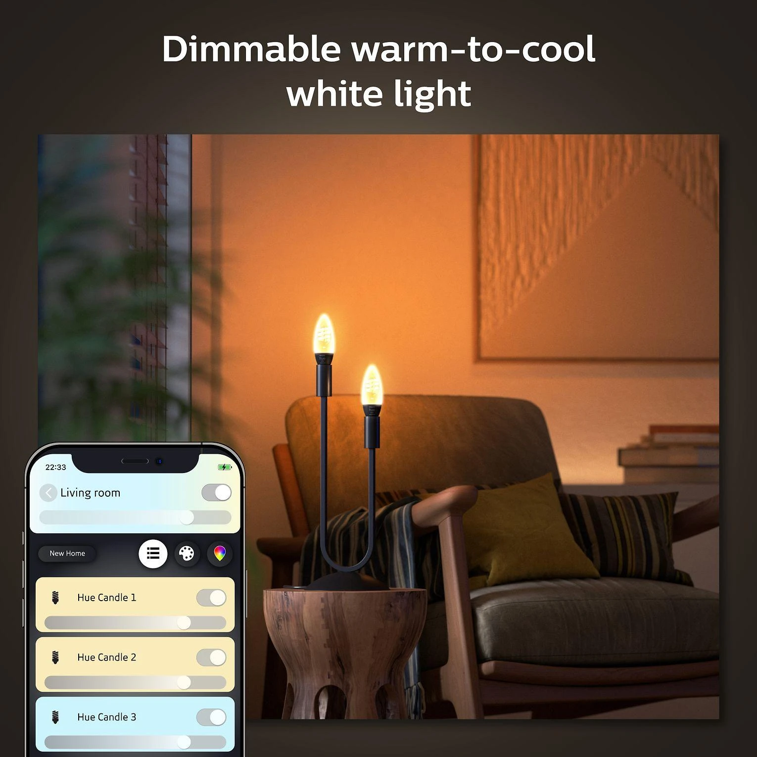 Philips Hue E14 WA 4,6W kaitinimo žvakė, 2 pak