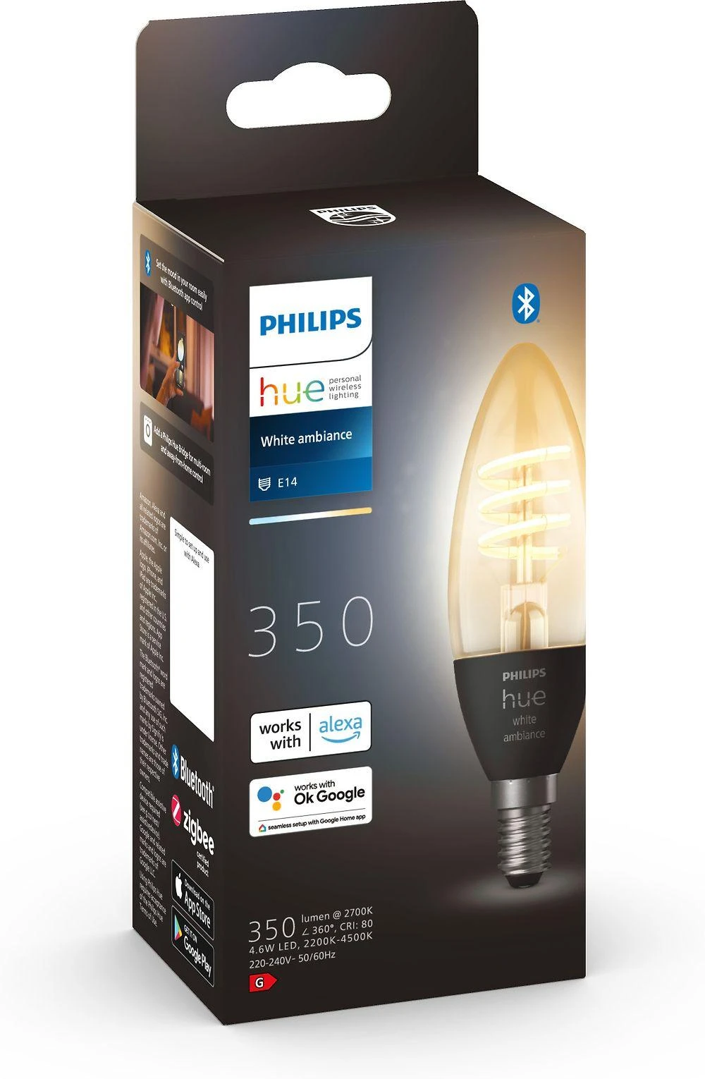Philips Hue E14 WA 4,6W kaitinimo žvakė