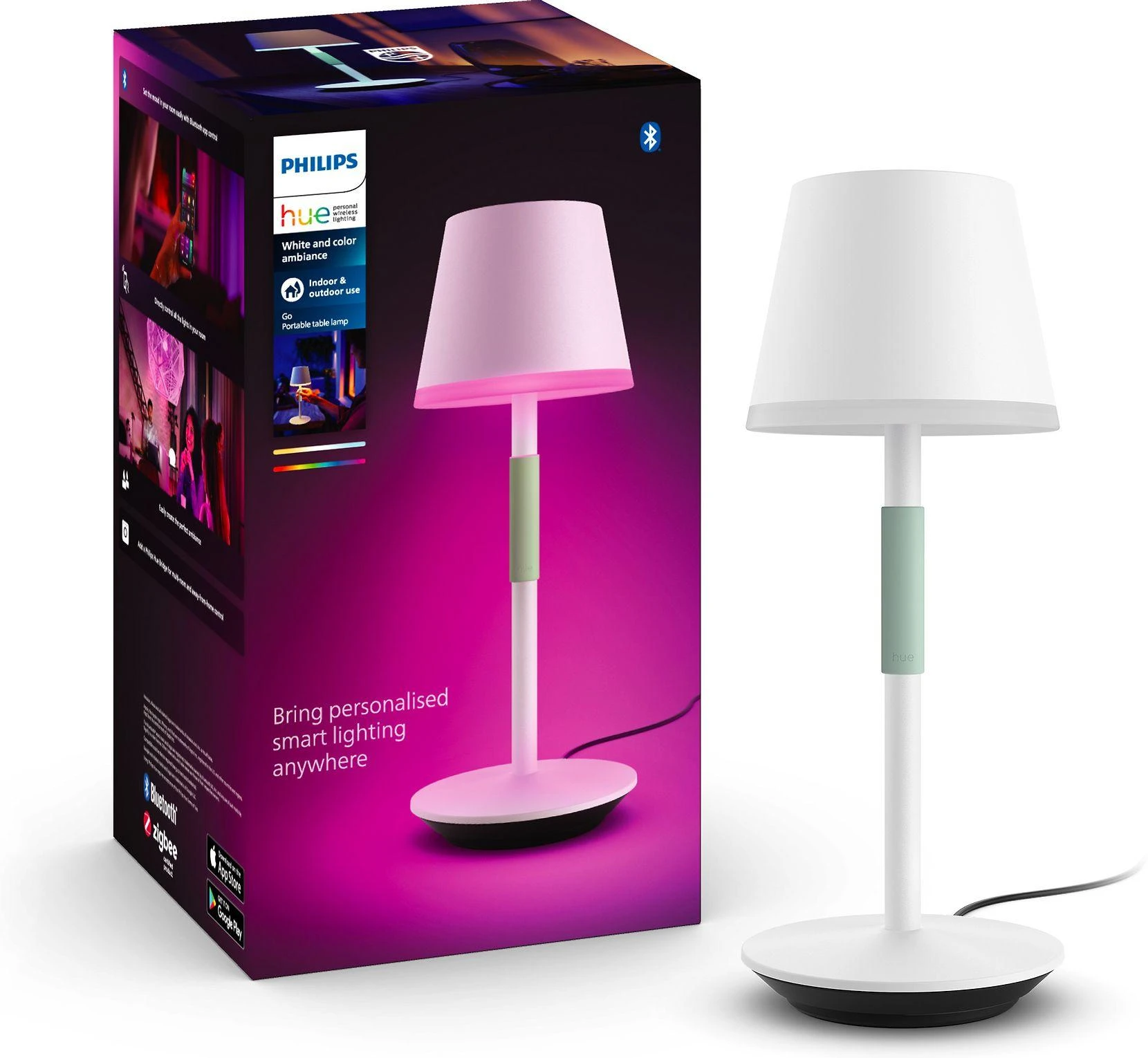 Philips Hue Baltas & Color Ambiance Go nešiojama stalinė lempa balta