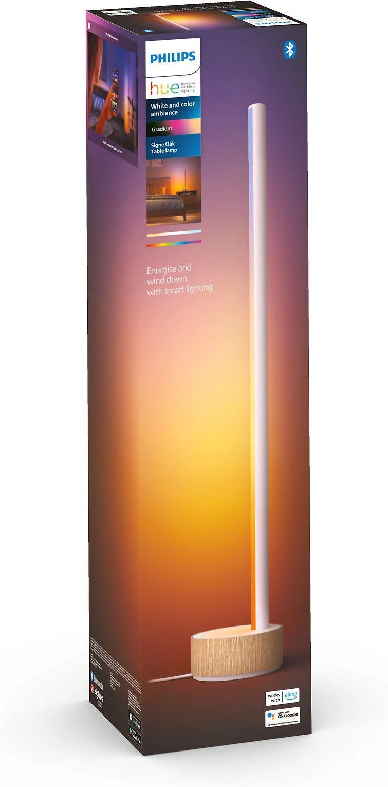 Stalo gradientinis šviestuvas Philips Hue Signe Oak, Baltos spalvos