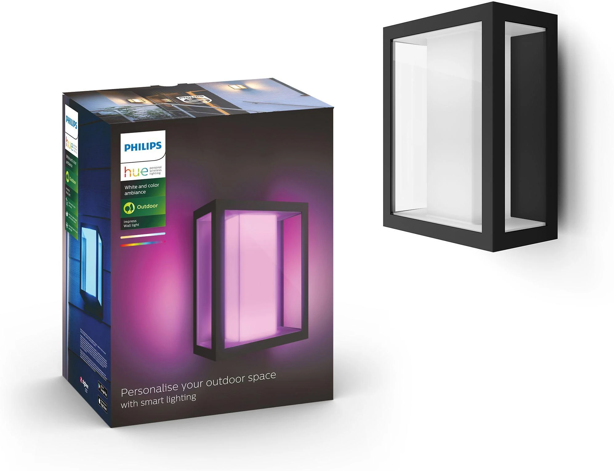 Sieninis šviestuvas Philips Hue Baltas and colour ambience „Impress” sieninis lauko šviestuvas