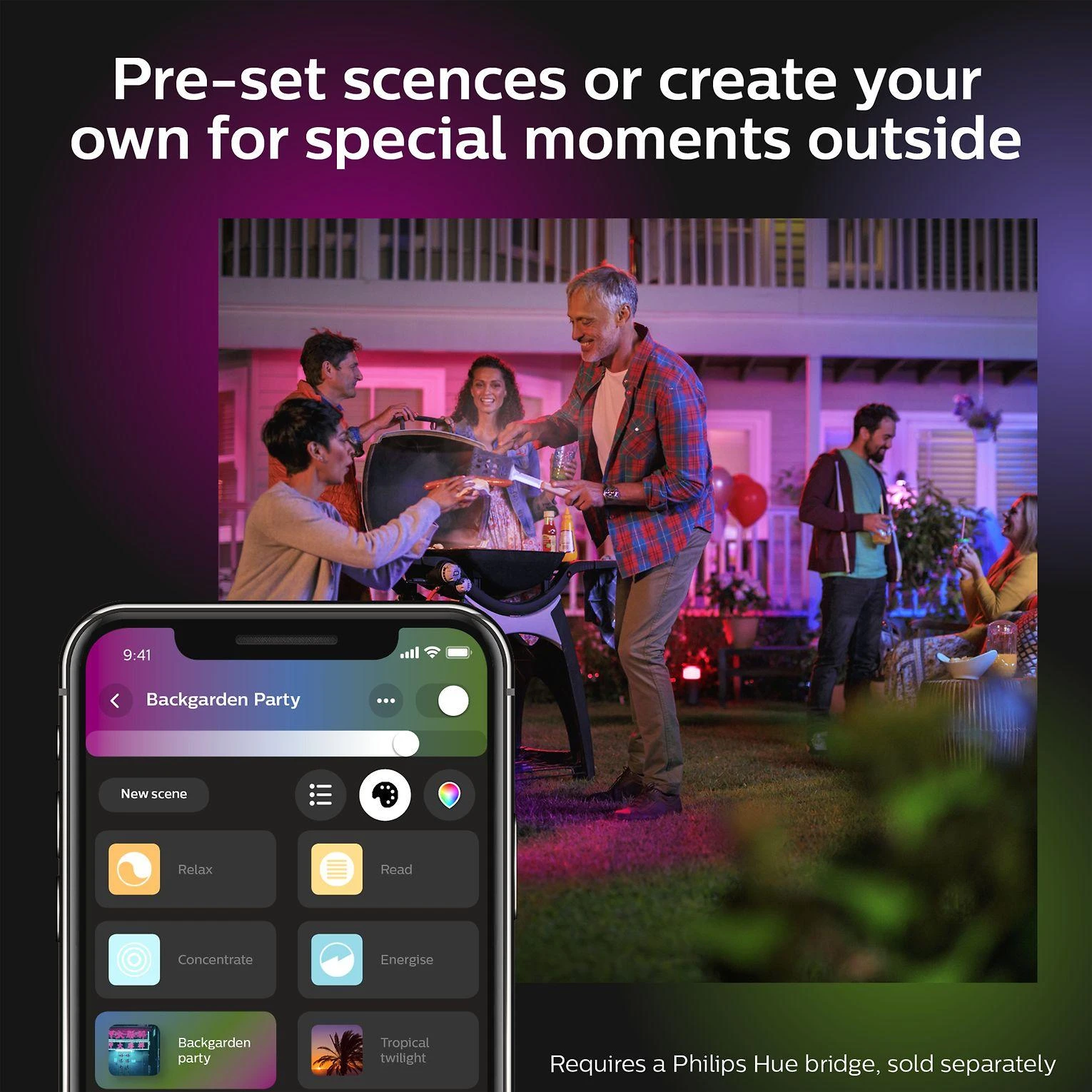 Sieninis šviestuvas Philips Hue Baltas and colour ambience „Impress” sieninis lauko šviestuvas