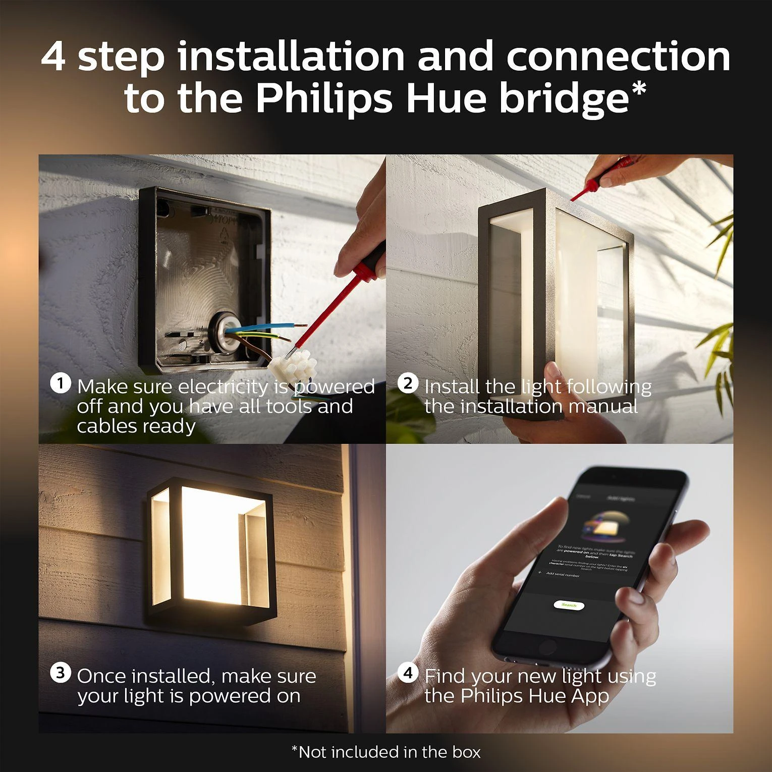 Sieninis šviestuvas Philips Hue Baltas and colour ambience „Impress” sieninis lauko šviestuvas