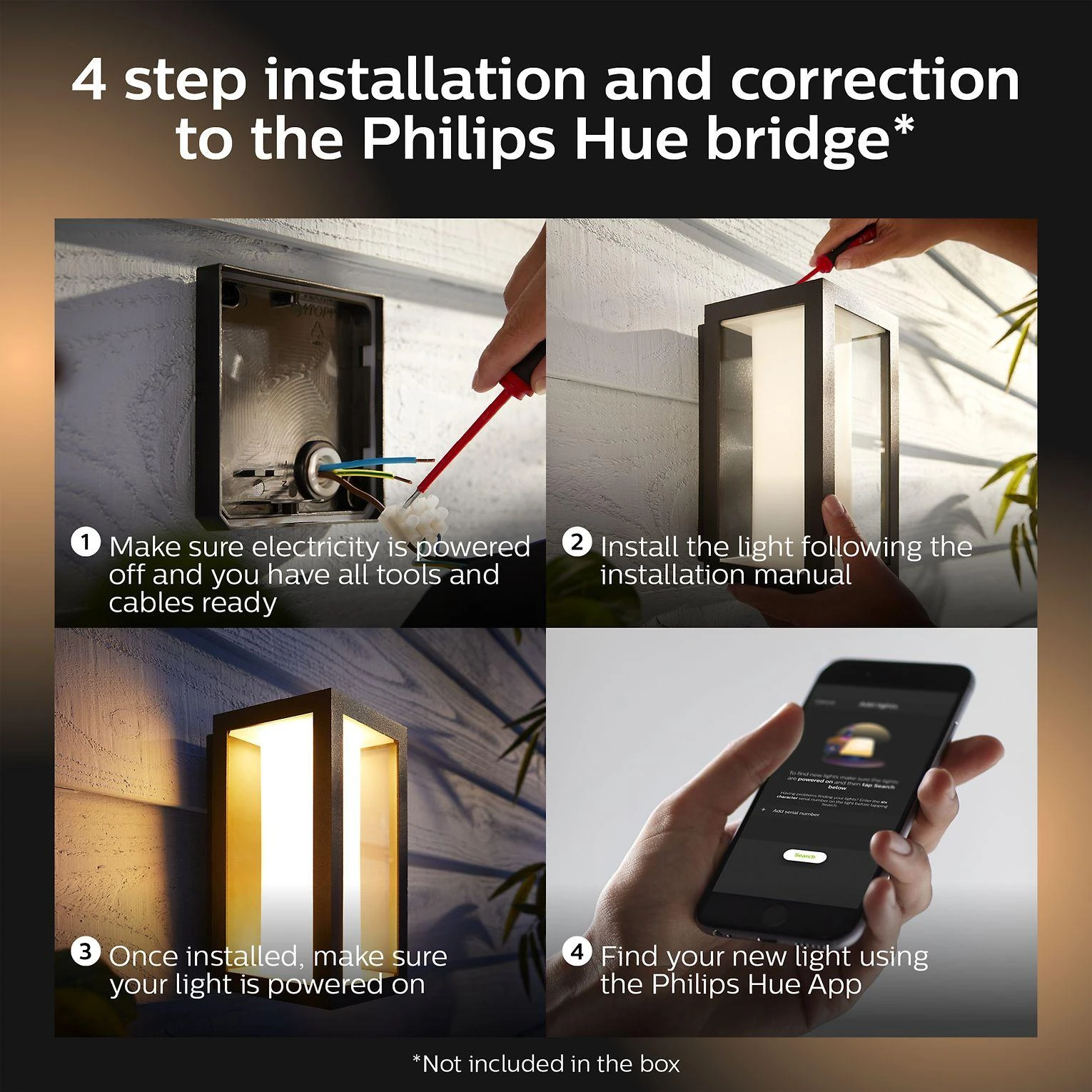 Philips Hue Impress sieninis lauko šviestuvas (Baltas ir spalvotas)