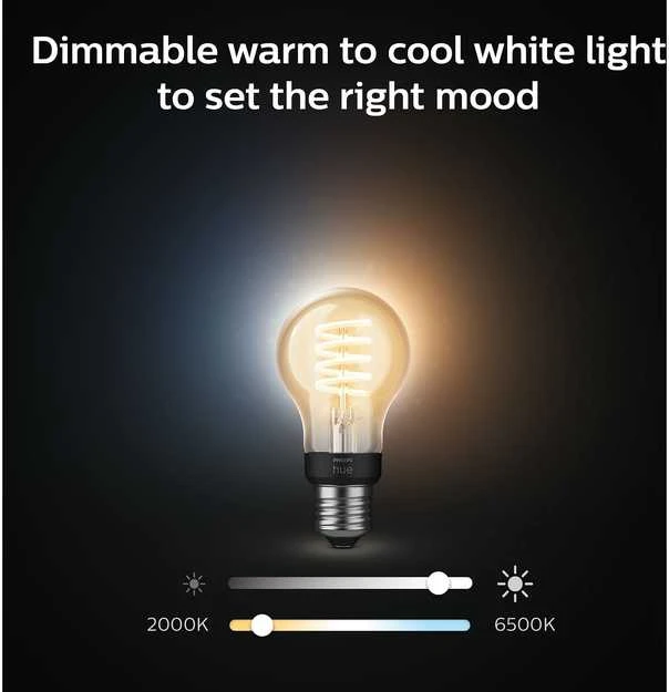 Philips Hue Baltas Ambiance išmanioji LED lemputė 7W E27 Zigbee, Bluetooth