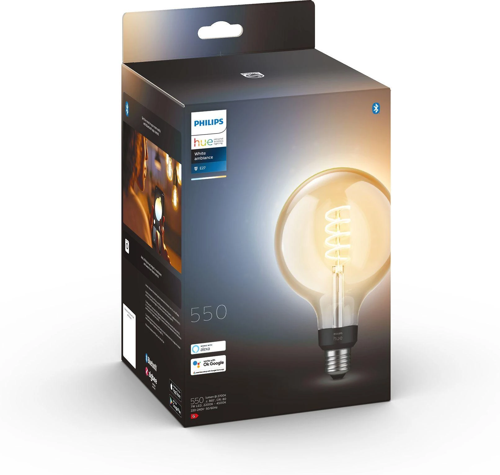 „Philips Hue WA 7W“ siūlinė G93 lemputė, E27 | E27 | 7 W | Nuo šiltos iki vėsios spalvos, 2200–4500 K | „Bluetooth“ ir „Zigbee“