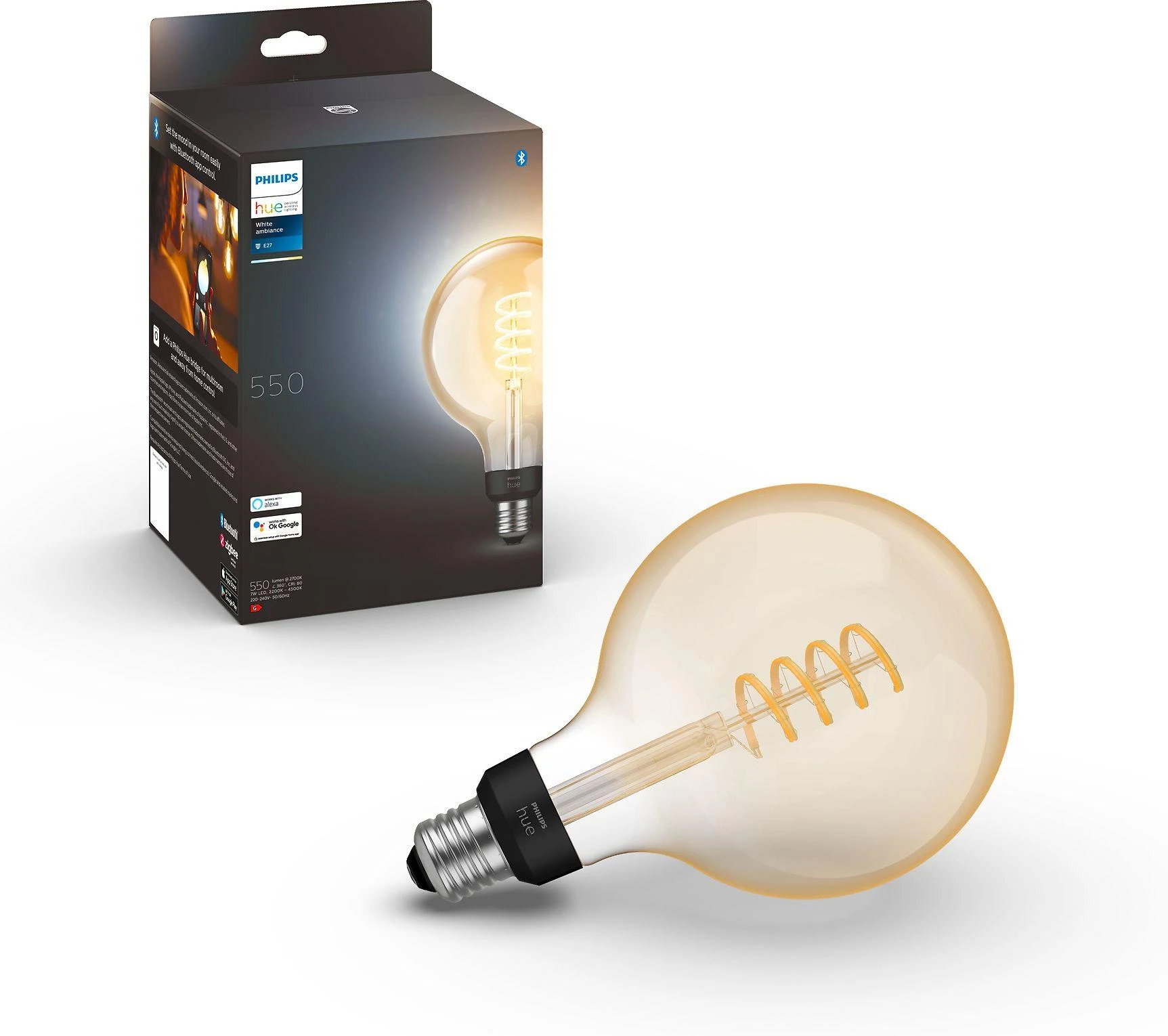 „Philips Hue WA 7W“ siūlinė G93 lemputė, E27 | E27 | 7 W | Nuo šiltos iki vėsios spalvos, 2200–4500 K | „Bluetooth“ ir „Zigbee“