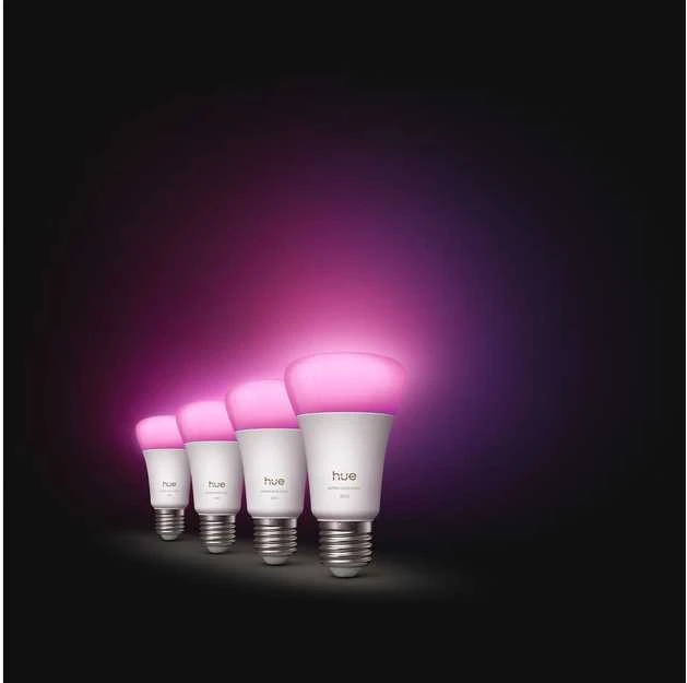 „Philips Hue WCA 810 A60 E27 4P EU“ | E27 | 6 W | Baltos ir spalvotos šviesos | „Bluetooth“ ir „Zigbee“