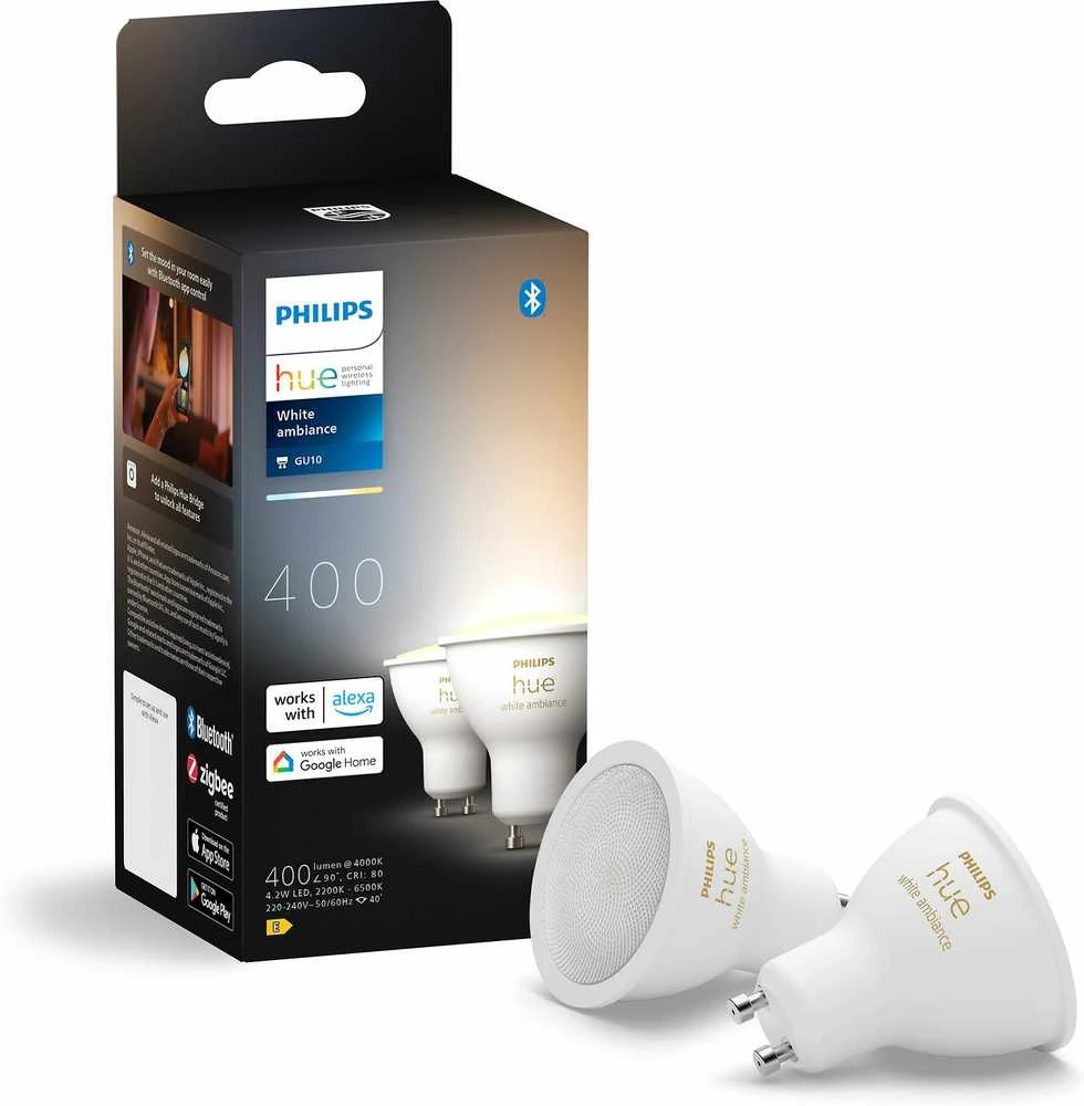 Philips Hue Smart Spotlight, 2 vnt pakuotės | GU10 | 4,2 W | Šiltas iki šaltas baltas lengvas
