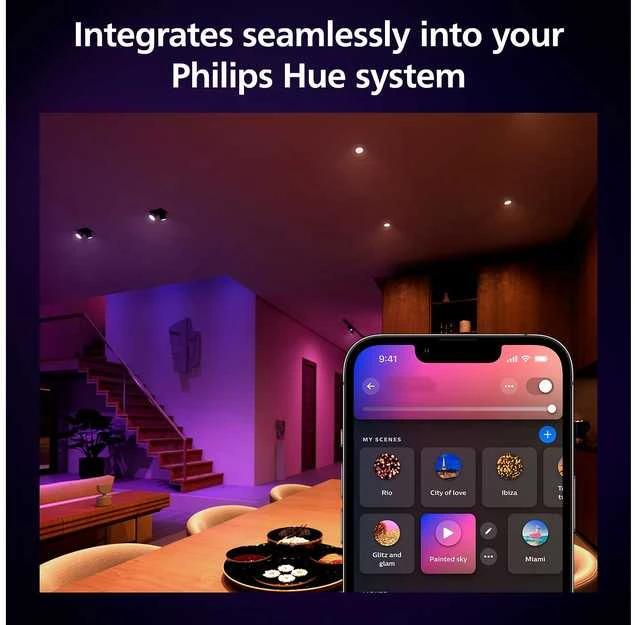 Philips Hue "White and Colour" GU10 Lempučių rinkinys, 3 vnt + reguliatoriaus jungiklis