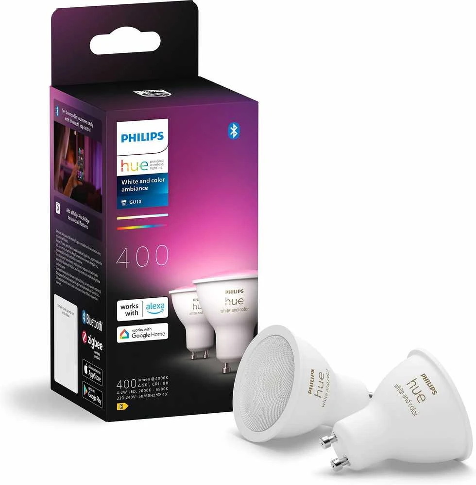 Philips Hue Smart Spotlight, 2vnt pakuotė | GU10 | 4,2 W | Šiltas iki šaltas baltas ir spalvotas