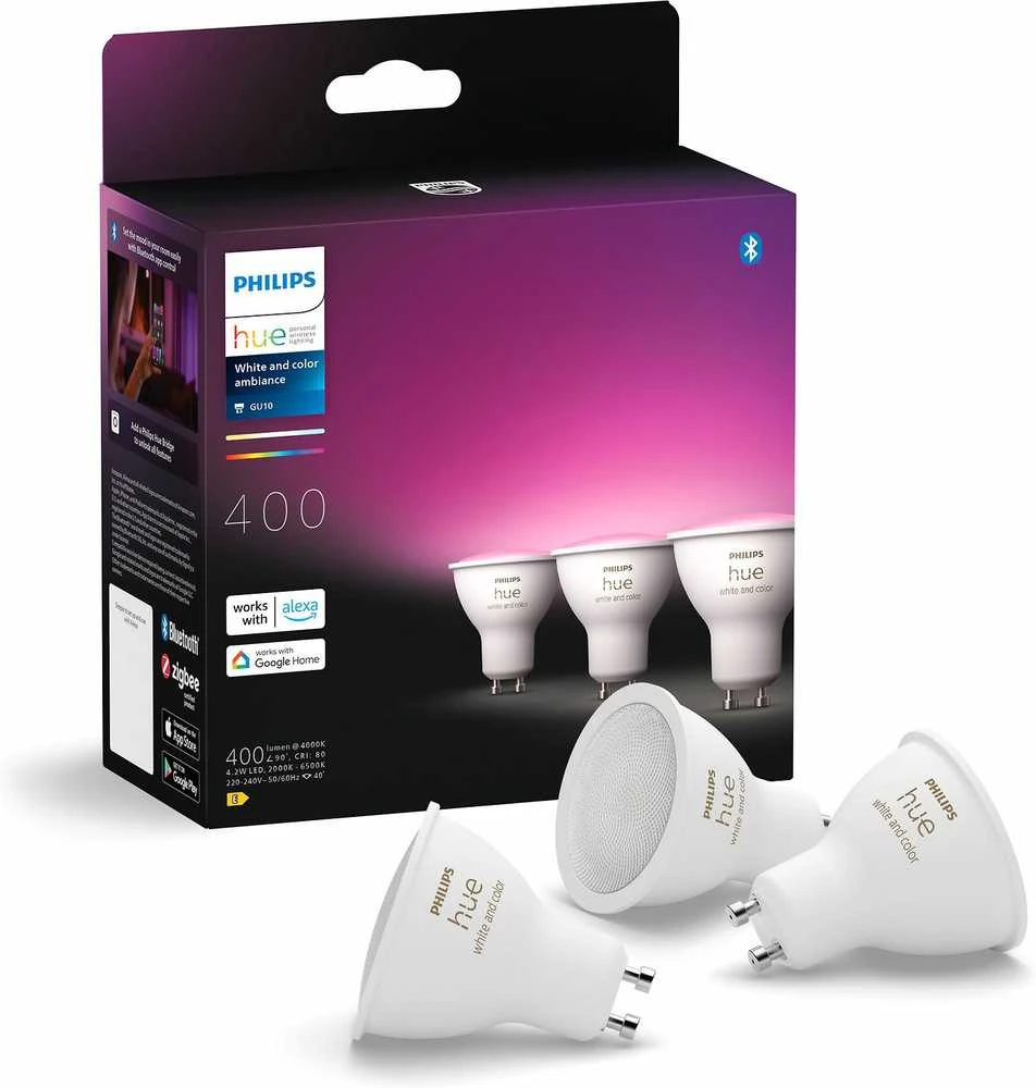 Philips Hue Smart Spotlight, 3vnt pakuotė | GU10 | 4,2 W | Baltas ir spalvota šviesa