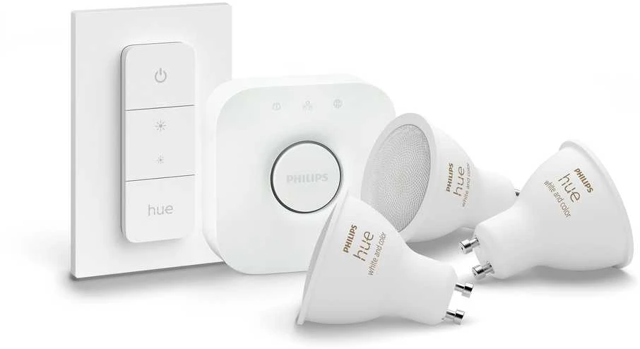 Philips Hue "White and Colour" GU10 Lempučių rinkinys, 3 vnt + reguliatoriaus jungiklis