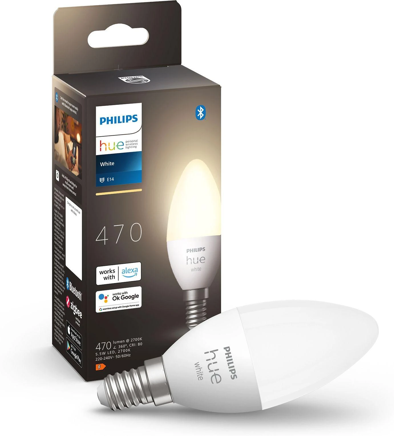 „Philips Hue Baltas“ žvakė E14 5,5 W 2700 K „Zigbee“ su „Bluetooth“