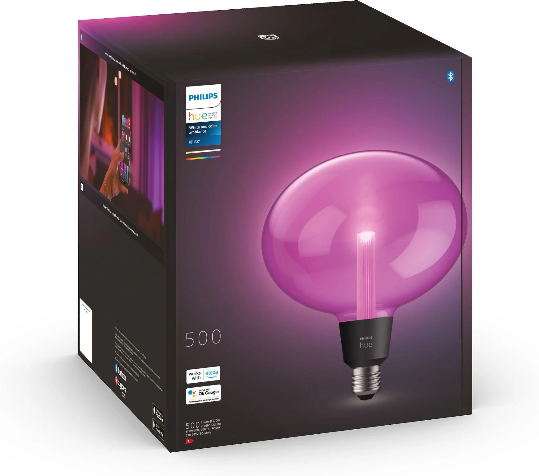 Philips Hue Baltas & Color Ambiance Lightguide Elipsė 500 l, 6,5 W