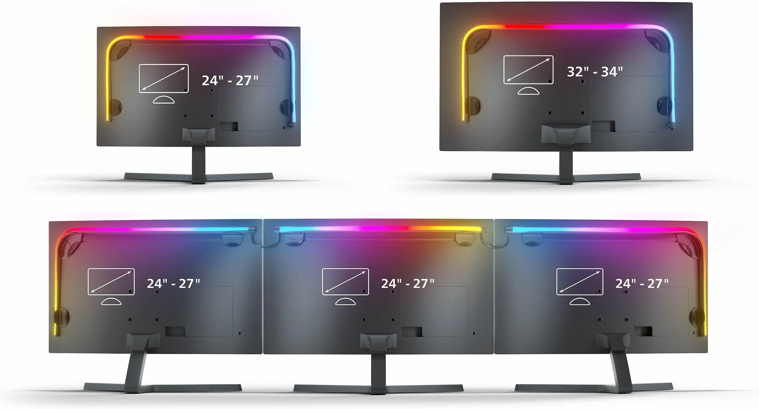 „Philips Hue“ gradientinė kompiuterio šviesos juostelė 24–27 colių | 15 W