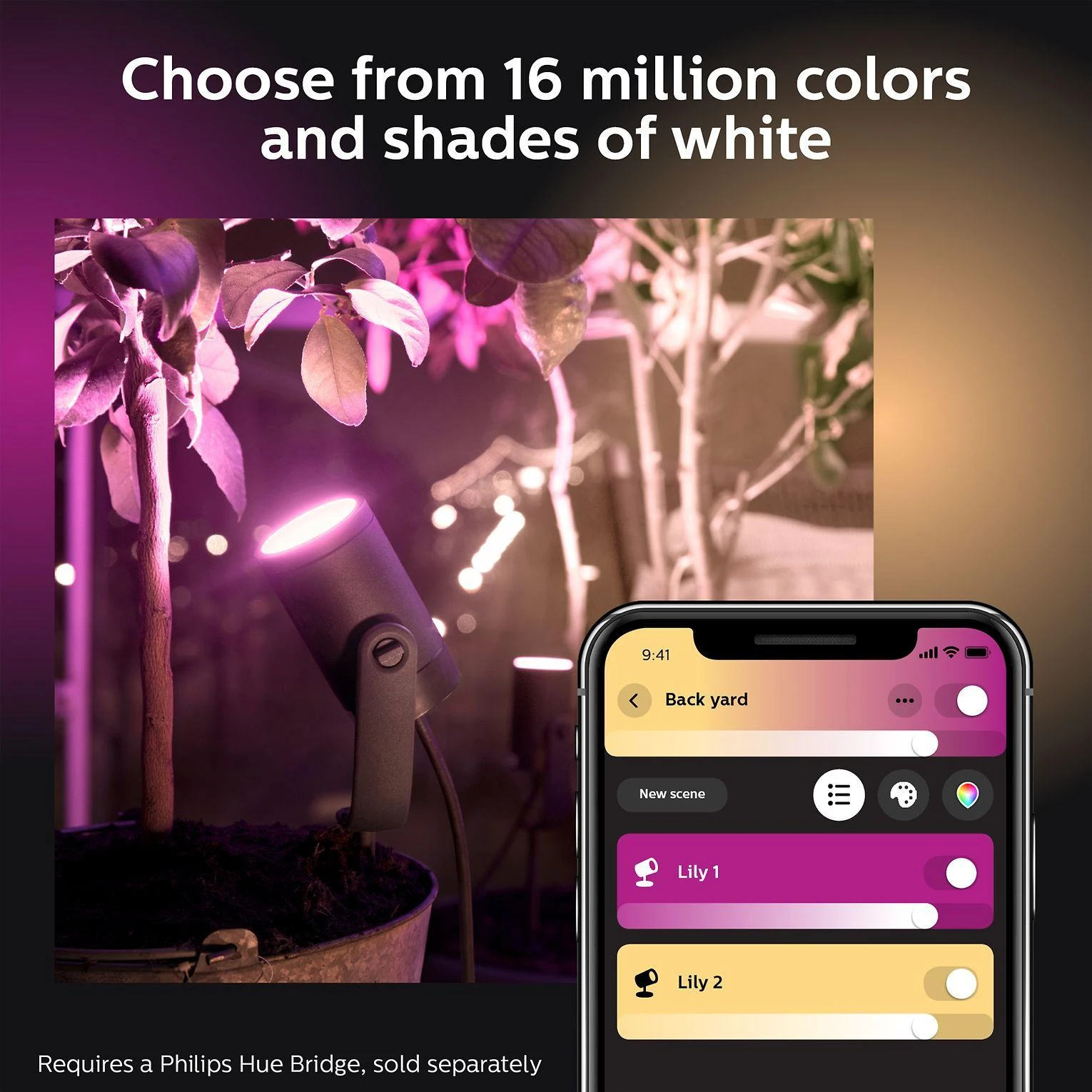 Philips Hue Taškinis lauko šviestuvas Lily (Baltas ir spalvotas)