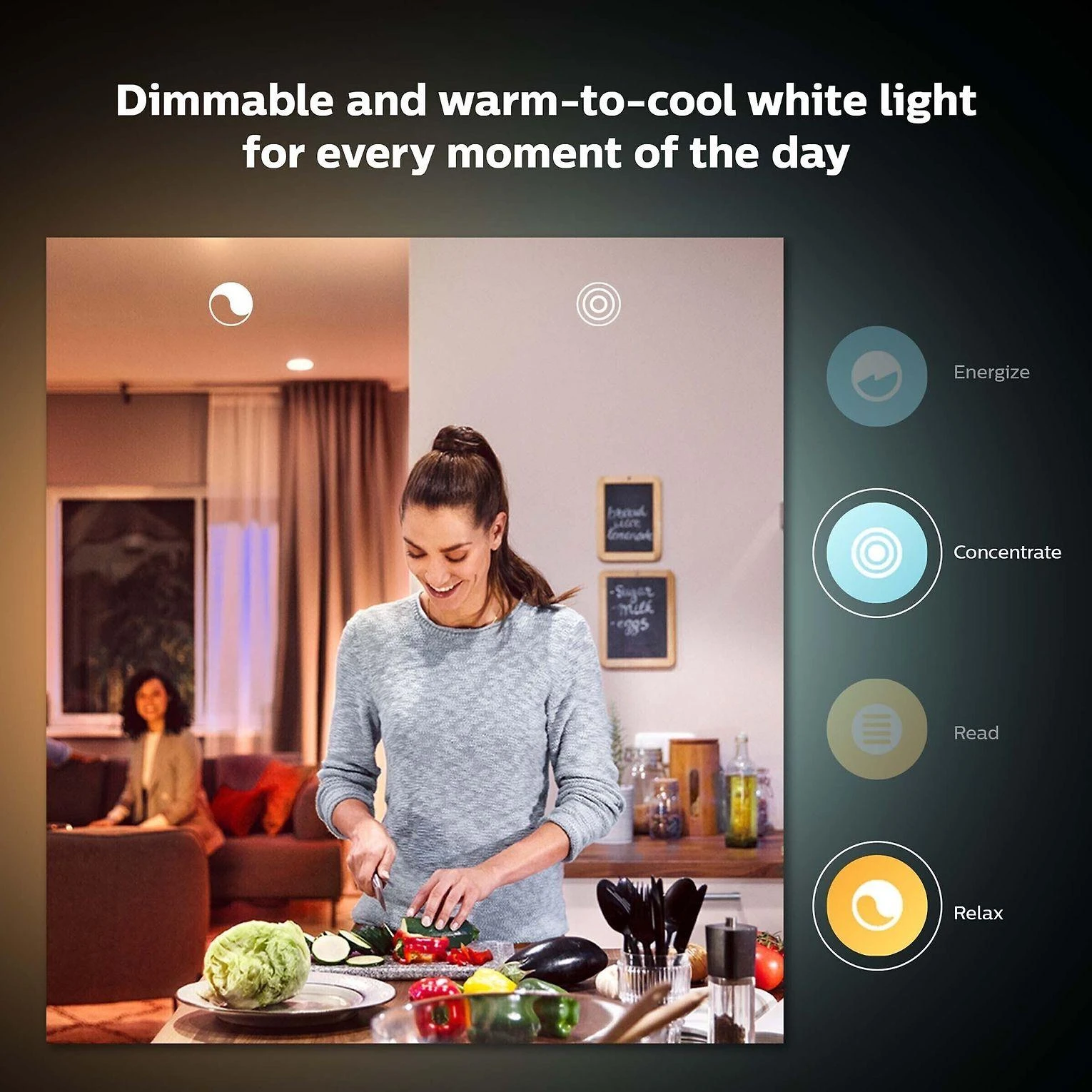 Philips Hue "White ambiance” pradžios rinkinys: 2 E27 išmaniosios lemputės (1100) + šviesos reguliatoriaus jungiklis