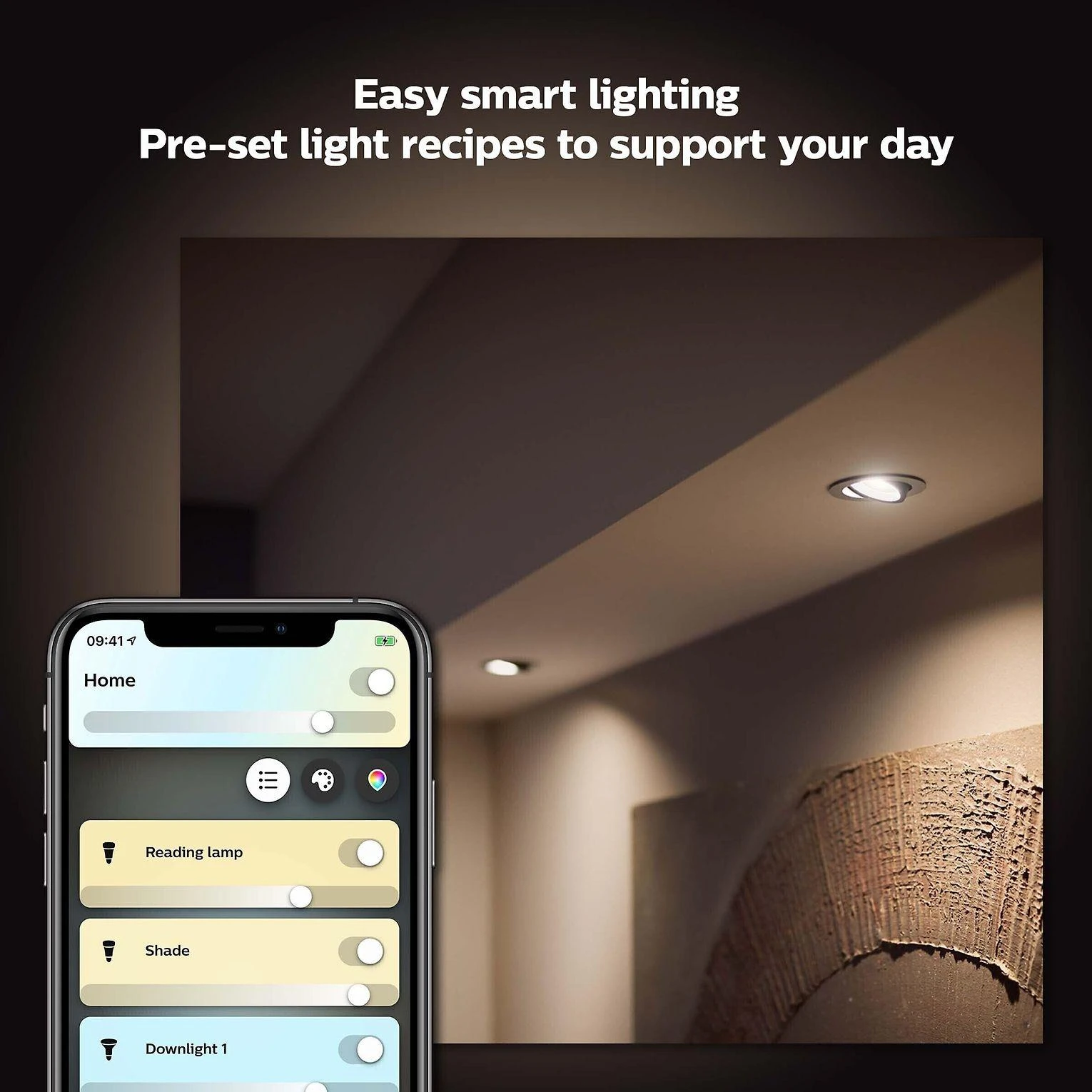 Philips Hue "White ambiance” pradžios rinkinys: 2 E27 išmaniosios lemputės (1100) + šviesos reguliatoriaus jungiklis