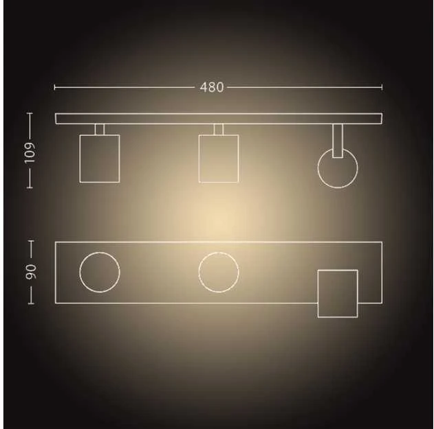 Lubinis šviestuvas Philips Hue Baltas Ambiance Runner Deckenleuchte baltas + Dimmschalter • 3er-Spot