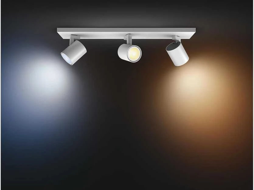 Lubinis šviestuvas Philips Hue Baltas Ambiance Runner Deckenleuchte baltas + Dimmschalter • 3er-Spot