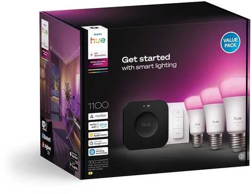 „Philips Hue Bridge Pro“ + 3 x E27 + šviesos reguliatorius