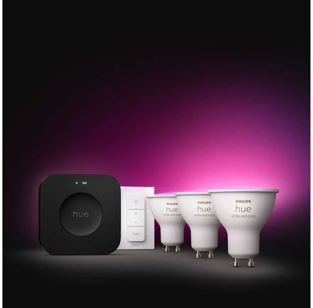 Nezatříděno „Philips Hue Bridge Pro“ + 3 x GU10 + šviesos reguliatorius