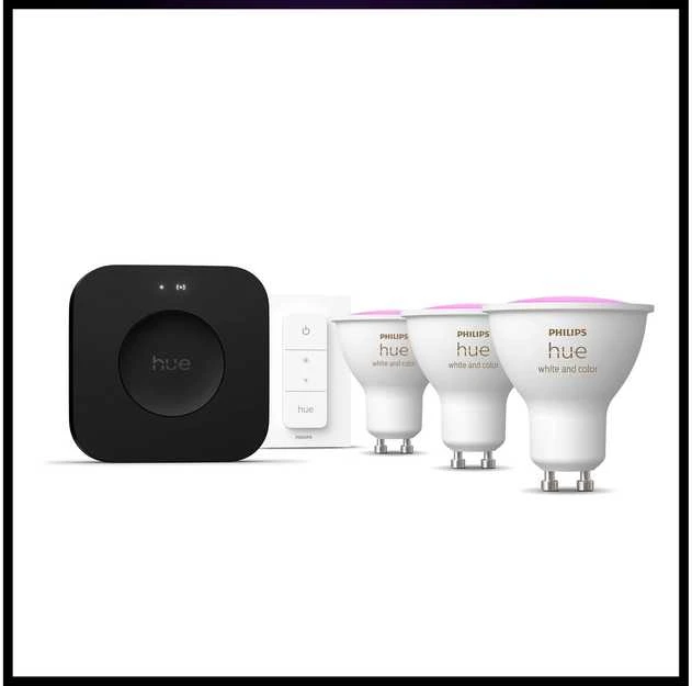 Nezatříděno „Philips Hue Bridge Pro“ + 3 x GU10 + šviesos reguliatorius