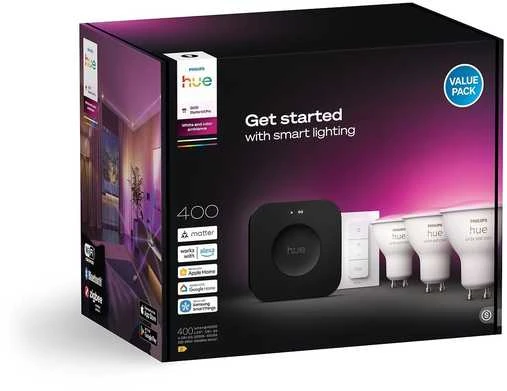 Nezatříděno „Philips Hue Bridge Pro“ + 3 x GU10 + šviesos reguliatorius