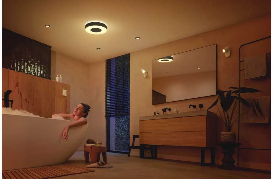Philips Hue Baltas & Color Ambiance Xamento lubinis šviestuvas apvalus juodas • M