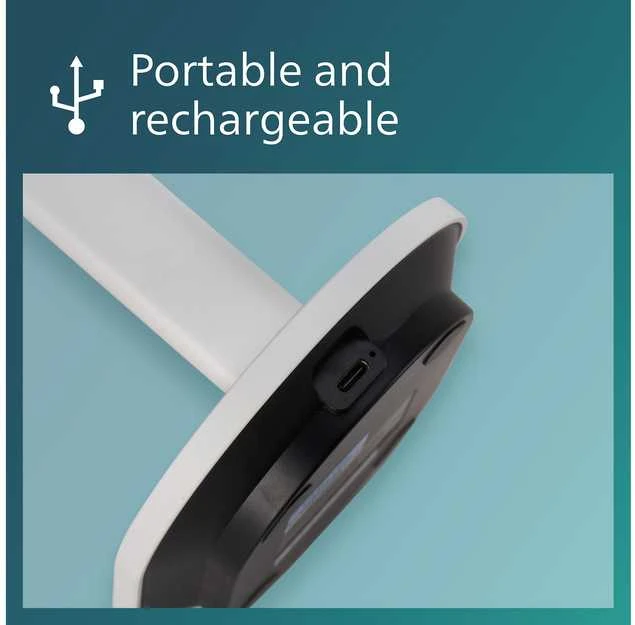 Philips Ivory DSK203 -työpöytävalaisin, USB-ladattava, valkoinen