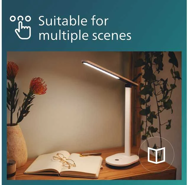 Philips Ivory DSK203 -työpöytävalaisin, USB-ladattava, valkoinen