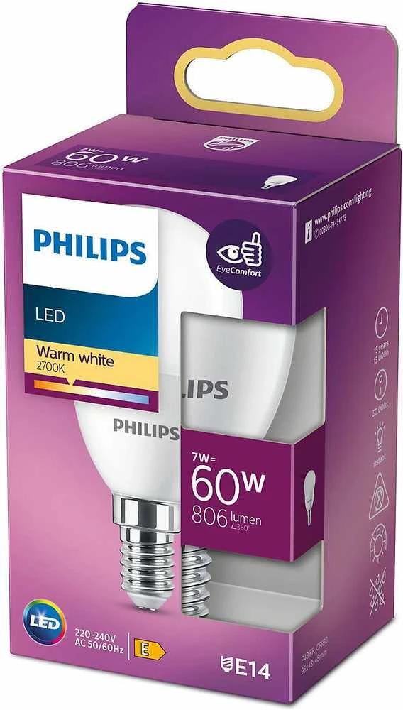 Philips LEMPUTĖ LED P48 7W E14 2700K 806LM PL/MAT