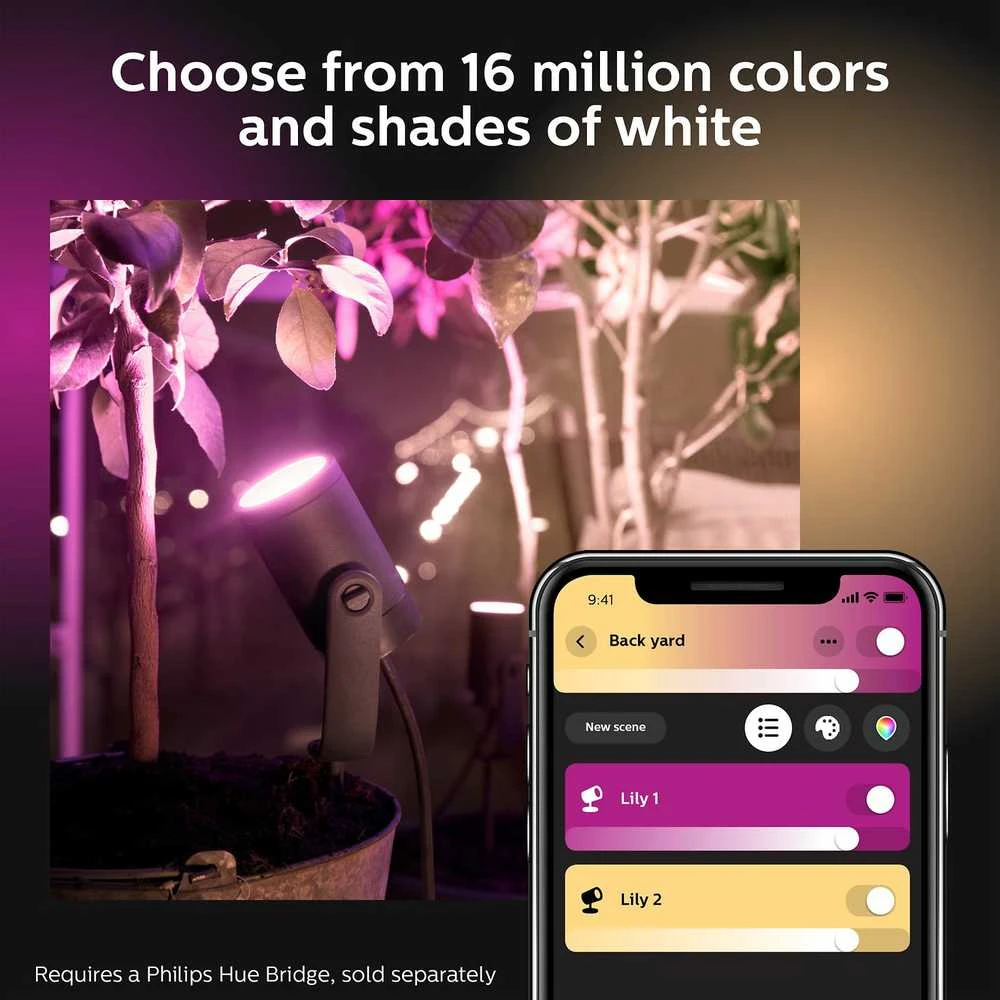 Philips Hue Taškinis lauko šviestuvas Lily (Baltas ir spalvotas)
