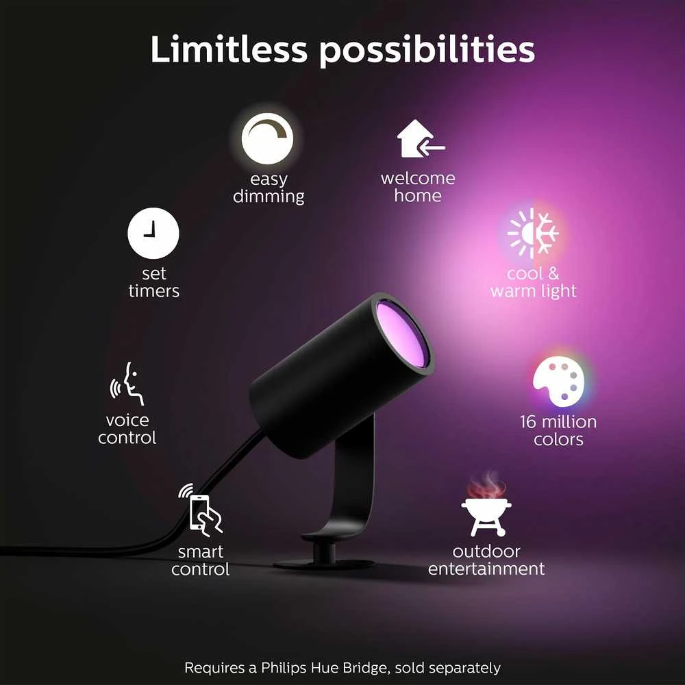 Philips Hue Taškinis lauko šviestuvas Lily (Baltas ir spalvotas)