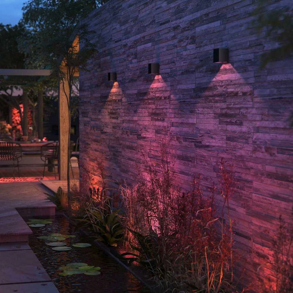 Sieninis šviestuvas Philips Hue WCA Resonate Outdoor Downward Wall Lantern, Juodas | 8 W | 2000-6500 Hue Baltas Color Ambiance