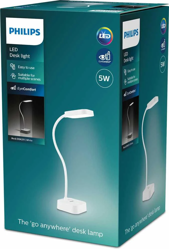 Stalinė lempa Philips Functional Rock stalo šviestuvas, Baltas, Plastikas, Miegamasis, Funkcinis, IP20, Nekeičiama lemputė(-s)