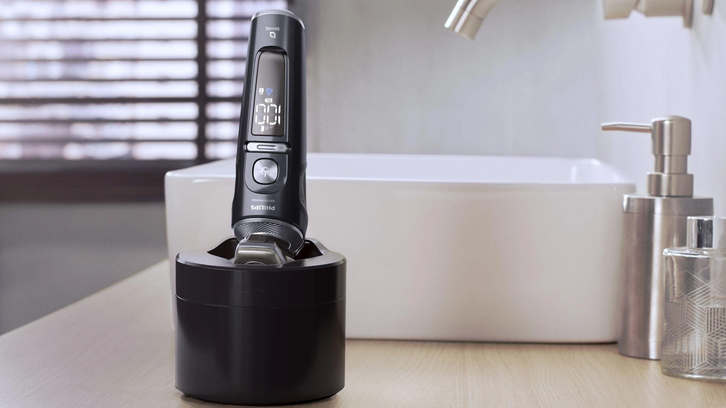 Barzdaskutė Philips Shaver S9000 Prestige SP9840/32 men's shaver Rotation shaver Trimmer Pilkas