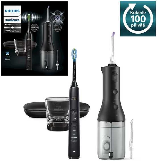 Burnos irigatorius ir dantų šepetėlis Philips Sonicare Cordless Power Flosser „DiamondClean 9000“  HX3886/43
