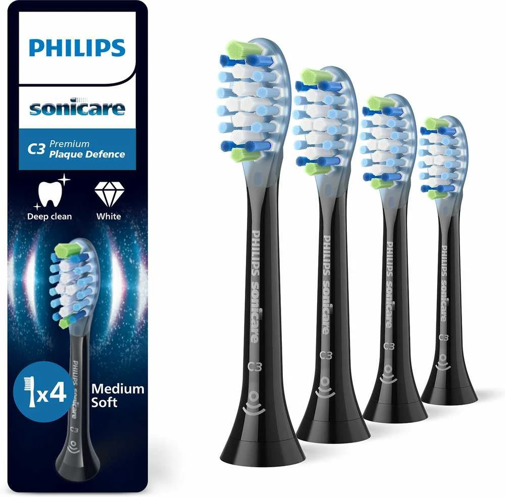 Philips Sonicare C3 atsarginės galvutės 4 vnt. juodos