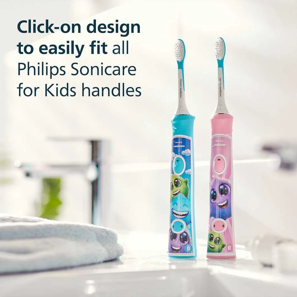 2 dalių šepetėlių galvučių pakuotė Philips Sonicare For Kids HX6042/90, baltos/mėlynos spalvos