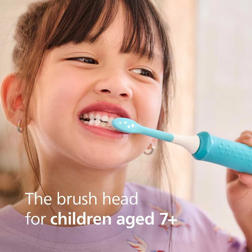 2 dalių šepetėlių galvučių pakuotė Philips Sonicare For Kids HX6042/90, baltos/mėlynos spalvos