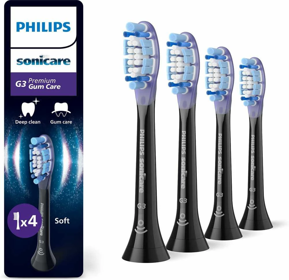 Philips Sonicare G3 juodos šepetėlių galvutės (4 vnt.)